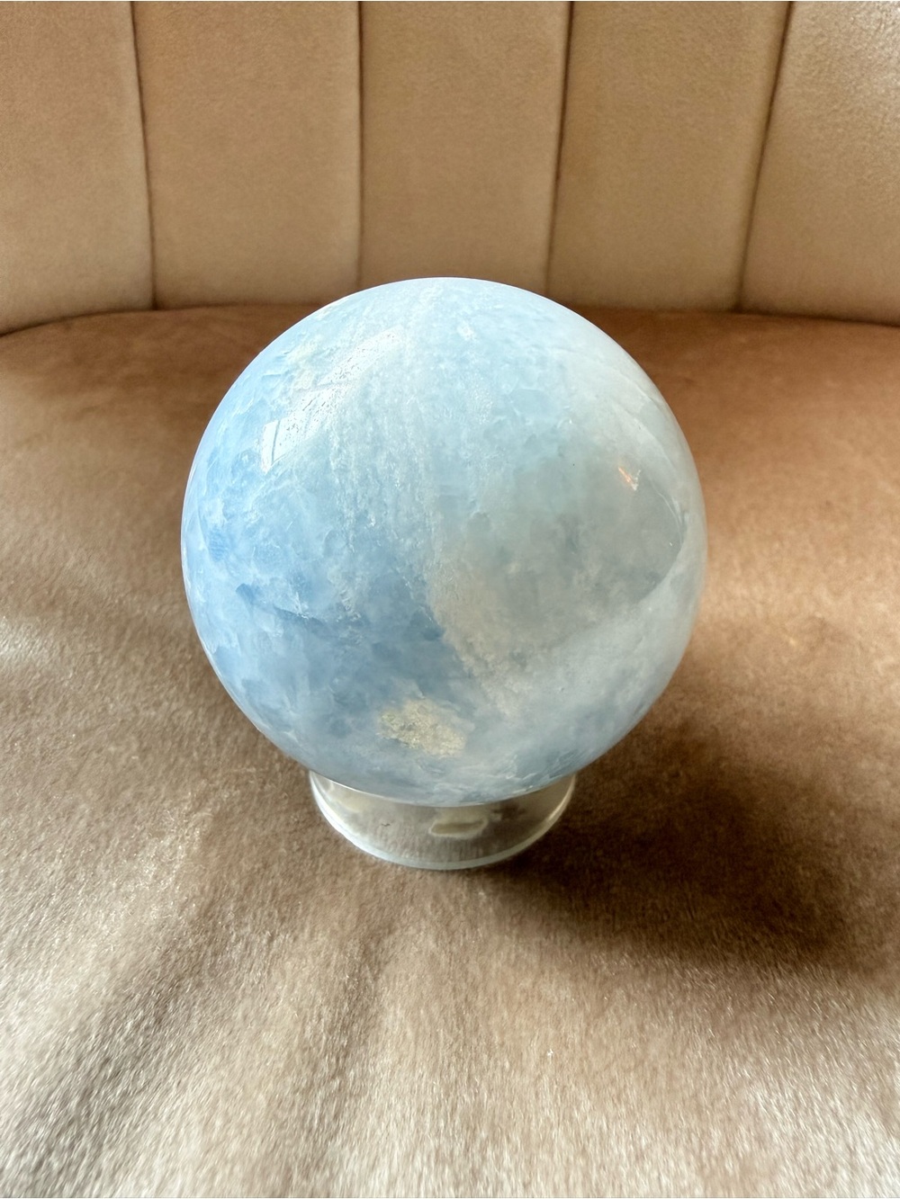 ✨ Beautiful Light Blue Calcite Sphere